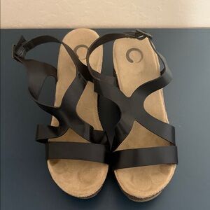 Journee Collection Black‎ Wedge Sandals